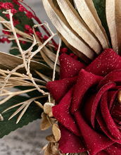 Load image into Gallery viewer, Burgundy, gold &amp; glitter floral cake topper - Wedding, engagement
