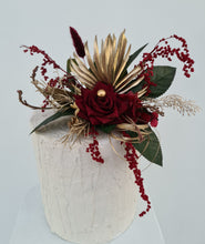 Load image into Gallery viewer, Burgundy, gold &amp; glitter floral cake topper - Wedding, engagement
