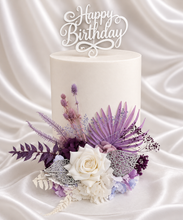 Load image into Gallery viewer, Violet, purple, white Floral Cake Topper - Birthday, Anniversary, Graduation
