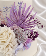 Load image into Gallery viewer, Violet, purple, white Floral Cake Topper - Birthday, Anniversary, Graduation
