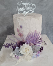 Load image into Gallery viewer, Violet, purple, white Floral Cake Topper - Birthday, Anniversary, Graduation

