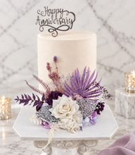 Load image into Gallery viewer, Violet, purple, white Floral Cake Topper - Birthday, Anniversary, Graduation
