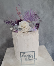 Load image into Gallery viewer, Violet, purple, white Floral Cake Topper - Birthday, Anniversary, Graduation

