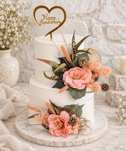 Load image into Gallery viewer, Peach &amp; Green Floral Cake Topper - Wedding, Engagement
