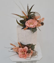 Load image into Gallery viewer, Peach &amp; Green Floral Cake Topper - Wedding, Engagement
