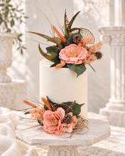 Load image into Gallery viewer, Peach &amp; Green Floral Cake Topper - Wedding, Engagement
