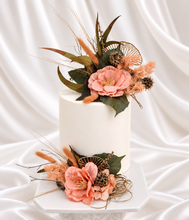 Load image into Gallery viewer, Peach &amp; Green Floral Cake Topper - Wedding, Engagement
