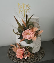 Load image into Gallery viewer, Peach &amp; Green Floral Cake Topper - Wedding, Engagement
