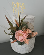 Load image into Gallery viewer, Peach &amp; Green Floral Cake Topper - Wedding, Engagement

