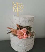 Load image into Gallery viewer, Peach &amp; Green Floral Cake Topper - Wedding, Engagement
