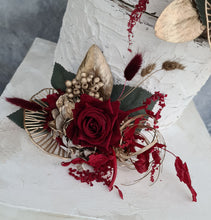 Load image into Gallery viewer, Champagne gold &amp; burgundy floral cake topper - Wedding, engagement, Anniversary
