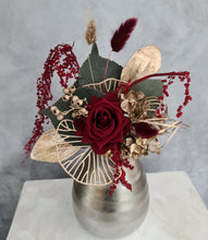 Load image into Gallery viewer, Champagne gold &amp; burgundy floral cake topper - Wedding, engagement, Anniversary
