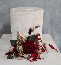 Load image into Gallery viewer, Champagne gold &amp; burgundy floral cake topper - Wedding, engagement, Anniversary
