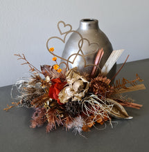 Load image into Gallery viewer, Rustic preserved / dry flowers cake topper w love hearts - engagement, wedding
