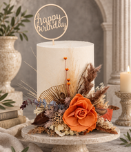 Load image into Gallery viewer, Rustic preserved rose cake topper – birthday, anniversary, engagement, wedding
