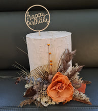 Load image into Gallery viewer, Rustic preserved rose cake topper – birthday, anniversary, engagement, wedding
