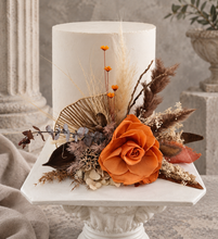 Load image into Gallery viewer, Rustic preserved rose cake topper – birthday, anniversary, engagement, wedding

