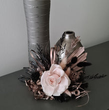 Load image into Gallery viewer, Black, pink, rose gold preserved rose cake topper – birthday, anniversary, graduation cake
