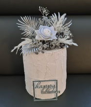 Load image into Gallery viewer, Silver blue everlasting flowers cake topper – baby shower, birthday, graduation
