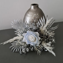 Load image into Gallery viewer, Silver blue everlasting flowers cake topper – baby shower, birthday, graduation
