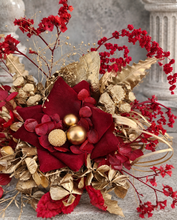 Load image into Gallery viewer, Burgundy, champagne gold Everlasting flowers cake topper – birthday, graduation, wedding, engagement, anniversary
