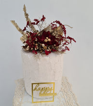 Load image into Gallery viewer, Burgundy, champagne gold Everlasting flowers cake topper – birthday, graduation, wedding, engagement, anniversary
