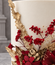 Load image into Gallery viewer, Burgundy, champagne gold Everlasting flowers cake topper – birthday, graduation, wedding, engagement, anniversary
