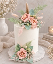 Load image into Gallery viewer, Sage &amp; blush floral cake topper x 2 - wedding, engagement, birthday
