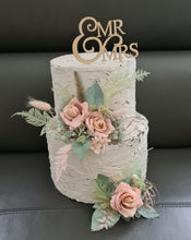 Load image into Gallery viewer, Sage &amp; blush floral cake topper x 2 - wedding, engagement, birthday
