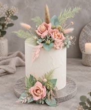 Load image into Gallery viewer, Sage &amp; blush floral cake topper x 2 - wedding, engagement, birthday
