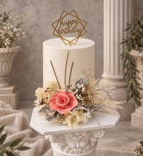 Load image into Gallery viewer, Peach &amp; nude preserved rose cake flowers - topper - arrangement - anniversary, engagement, birthday
