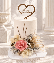 Load image into Gallery viewer, Peach &amp; nude preserved rose cake flowers - topper - arrangement - anniversary, engagement, birthday
