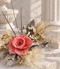Load image into Gallery viewer, Peach &amp; nude preserved rose cake flowers - topper - arrangement - anniversary, engagement, birthday
