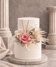 Load image into Gallery viewer, Peach &amp; nude preserved rose cake flowers - topper - arrangement - anniversary, engagement, birthday
