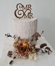 Load image into Gallery viewer, Rustic preserved brown/orange gradient rose cake flowers - topper - arrangement - wedding, engagement, birthday, graduation
