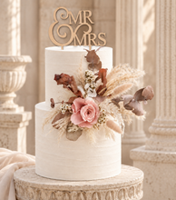 Load image into Gallery viewer, Dusty pink preserved rose floral arrangement, cake topper, cake decoration - wedding, engagement, birthday

