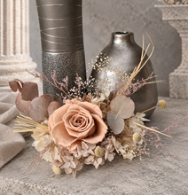 Load image into Gallery viewer, Creamy preserved rose boho neutral flower arrangement cake topper cake decoration - Wedding, engagement, birthday, baby shower
