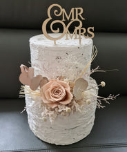 Load image into Gallery viewer, Creamy preserved rose boho neutral flower arrangement cake topper cake decoration - Wedding, engagement, birthday, baby shower
