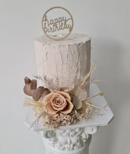 Load image into Gallery viewer, Creamy preserved rose boho neutral flower arrangement cake topper cake decoration - Wedding, engagement, birthday, baby shower
