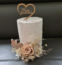 Load image into Gallery viewer, Creamy preserved rose boho neutral flower arrangement cake topper cake decoration - Wedding, engagement, birthday, baby shower
