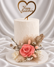 Load image into Gallery viewer, Peach reflexed preserved rose cake flowers, cake decoration, flower arrangement - Anniversary, Birthday, Graduation cake
