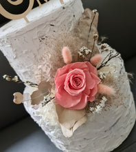 Load image into Gallery viewer, Peach reflexed preserved rose cake flowers, cake decoration, flower arrangement - Anniversary, Birthday, Graduation cake
