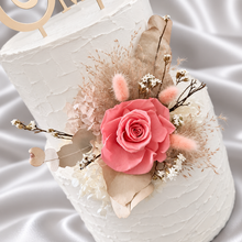 Load image into Gallery viewer, Peach reflexed preserved rose cake flowers, cake decoration, flower arrangement - Anniversary, Birthday, Graduation cake
