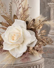 Load image into Gallery viewer, Nude preserved rose, creamy, champagne gold cake flowers, flower arrangement, cake décor - wedding, baby shower, engagement
