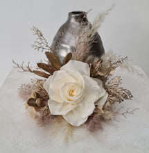 Load image into Gallery viewer, Nude preserved rose, creamy, champagne gold cake flowers, flower arrangement, cake décor - wedding, baby shower, engagement
