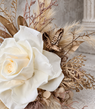 Load image into Gallery viewer, Nude preserved rose, creamy, champagne gold cake flowers, flower arrangement, cake décor - wedding, baby shower, engagement
