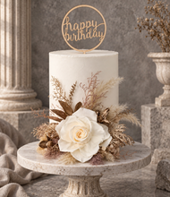 Load image into Gallery viewer, Nude preserved rose, creamy, champagne gold cake flowers, flower arrangement, cake décor - wedding, baby shower, engagement
