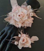 Load image into Gallery viewer, Elegant Boho blush nude preserved rose corsage &amp; buttonhole AB2026 - School formal, prom, graduation
