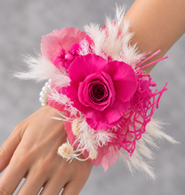 Load image into Gallery viewer, Hot pink fuchsia preserved rose corsage AB2028 - School formal, prom, graduation
