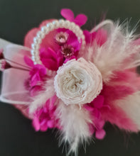 Load image into Gallery viewer, Hot pink fuchsia &amp; white mini preserved peony corsage AB2030 - School formal, prom, graduation
